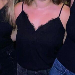 Black Lace V-Neck Tank